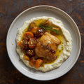 Crema de Coliflor con Muslitos de Pollo en Salsa de Ciruelas