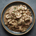 Pechuga de Pavo en salsa de Champiñones con Arroz Integral