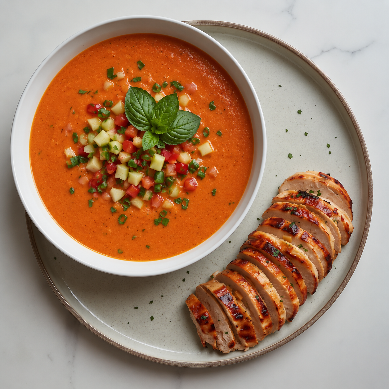 Gazpacho da época com peru assado